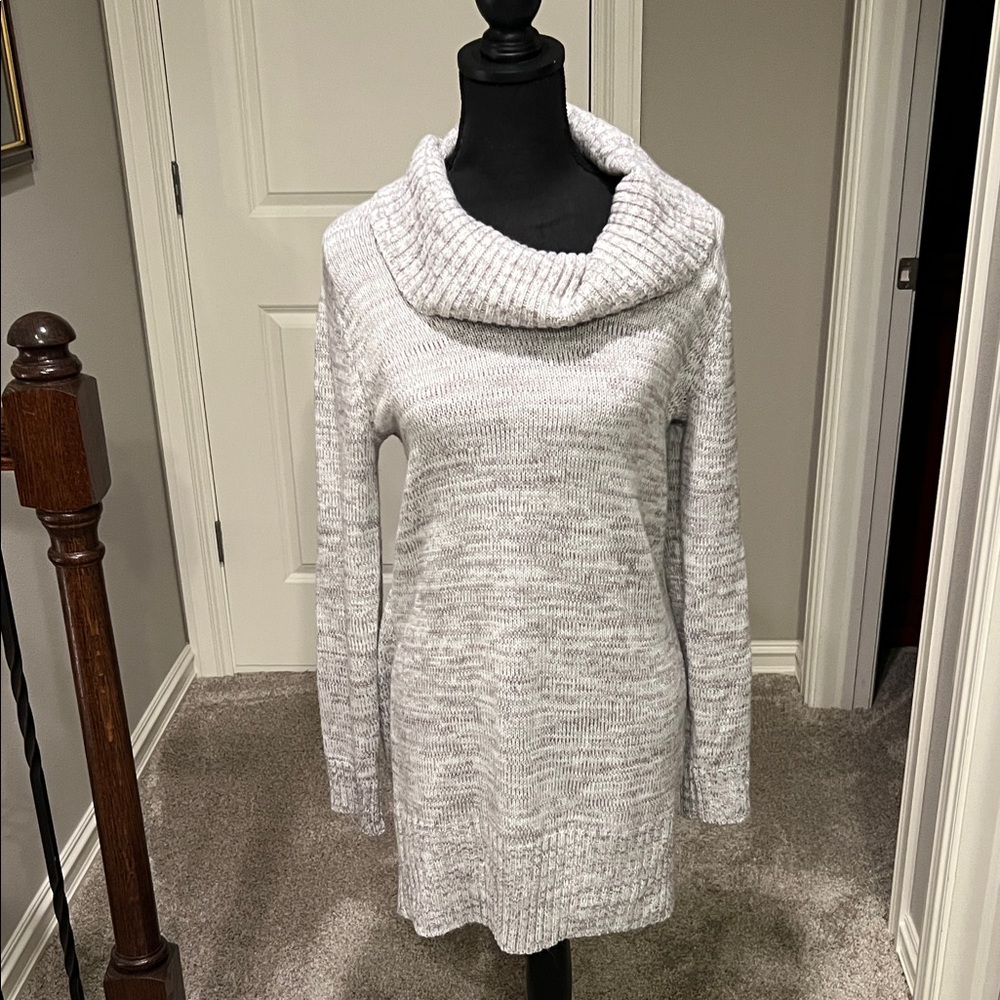 AB Studio Light Gray Cowl Neck Midi Dress
